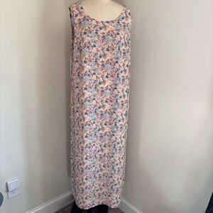 Vintage 90s Womens Reversible Summer Dress Maxi Sleeveless Floral Print